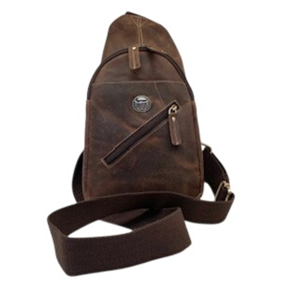 American Bison Brown Genuine Leather Sling Bag Crossbody Backpack ABBG 41-25211